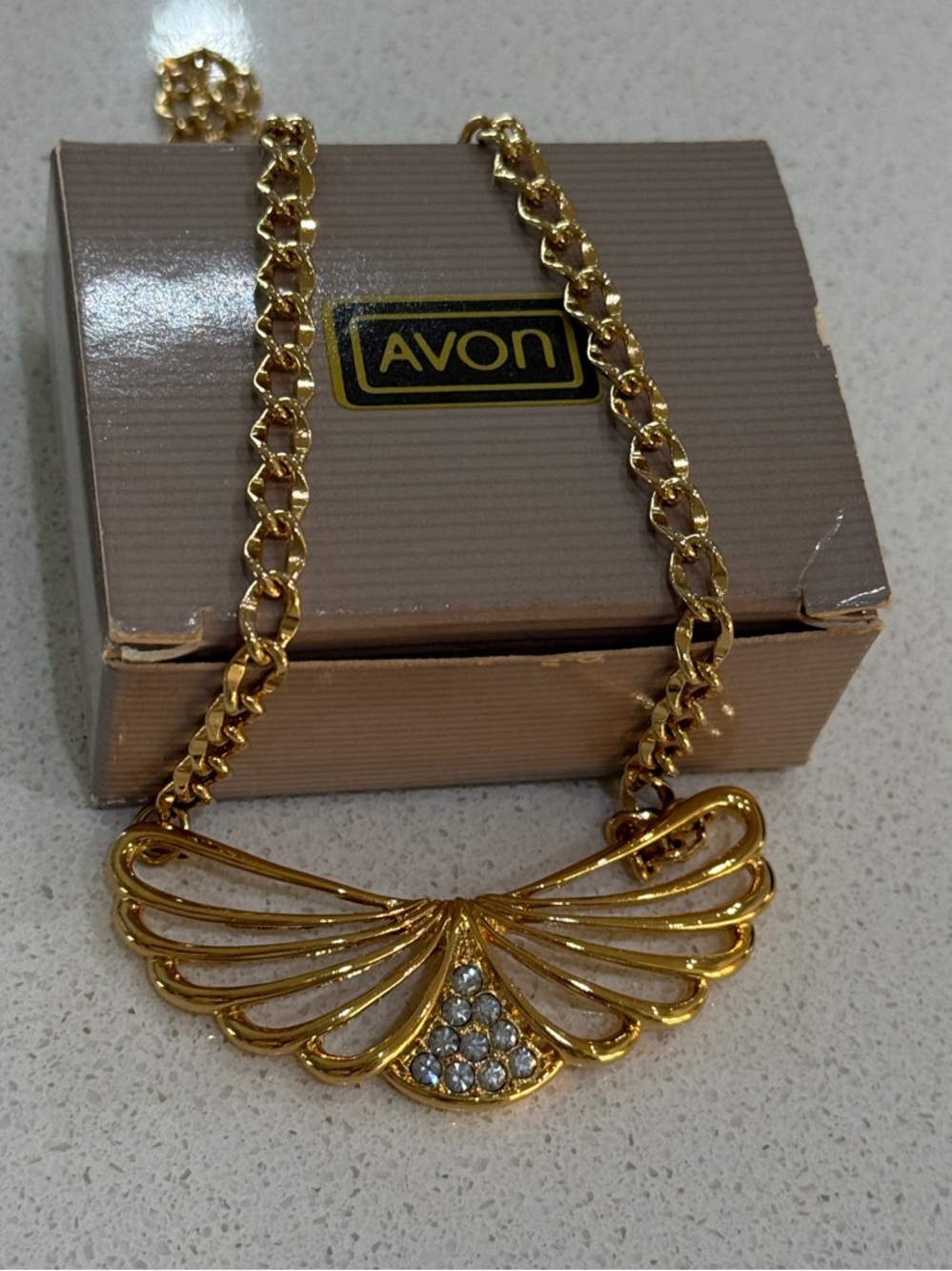Avon Gold-Tone Winged Pendant Necklace and Earrings Set - Picture 2 of 10